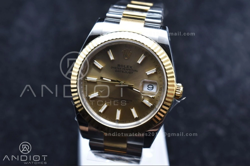 DateJust 41 126333 Clean 1:1 Best Edition 904L Steel YG Stick Dial on SS YG Oyster Bracelet VR3235