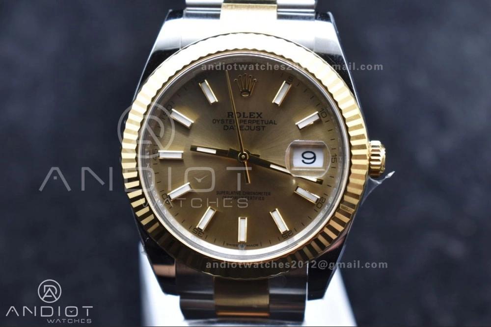 DateJust 41 126333 Clean 1:1 Best Edition 904L Steel YG Stick Dial on SS YG Oyster Bracelet VR3235