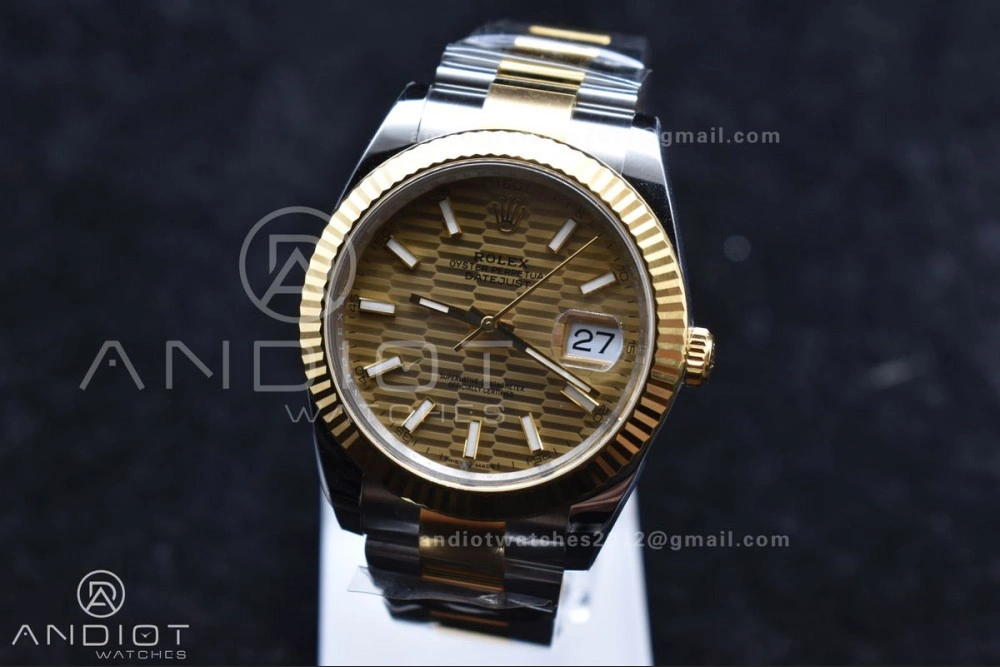 DateJust 41 126333 Clean 1:1 Best Edition 904L Steel YG Textured Dial on SS YG Oyster Bracelet VR3235