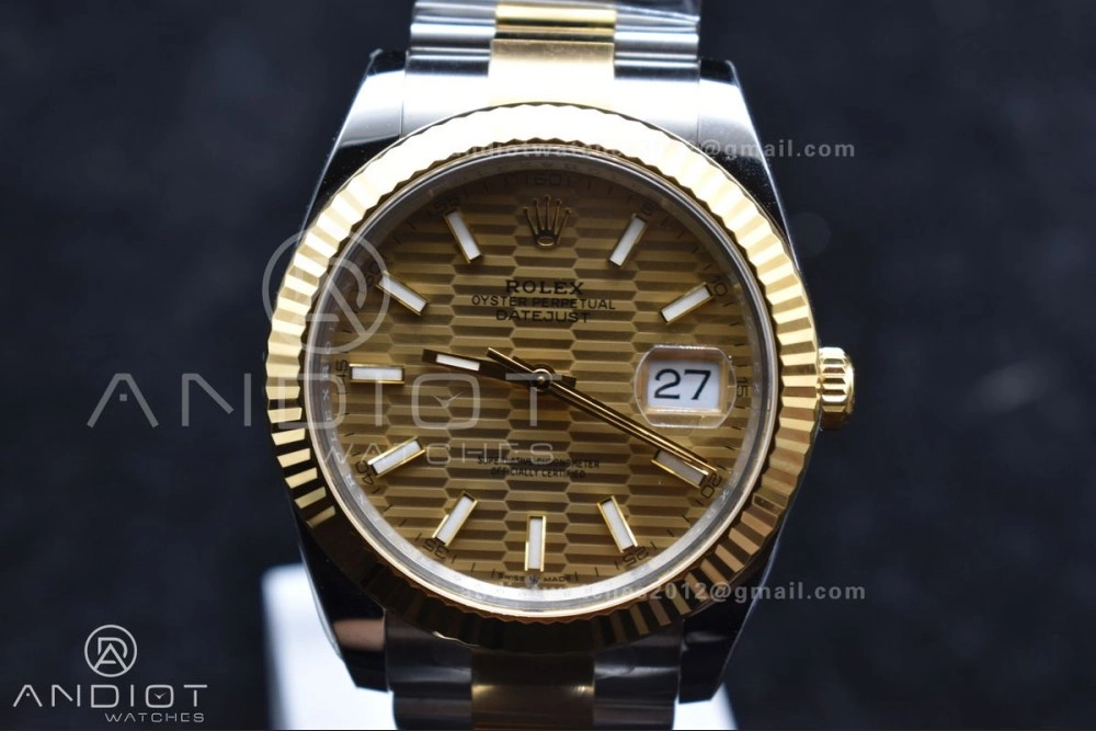 DateJust 41 126333 Clean 1:1 Best Edition 904L Steel YG Textured Dial on SS YG Oyster Bracelet VR3235