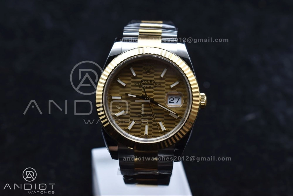 DateJust 41 126333 Clean 1:1 Best Edition 904L Steel YG Textured Dial on SS YG Oyster Bracelet VR3235