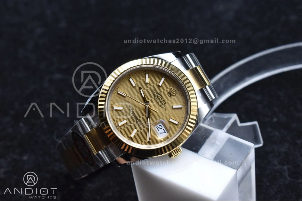 DateJust 41 126333 Clean 1:1 Best Edition 904L Steel YG Textured Dial on SS YG Oyster Bracelet VR3235