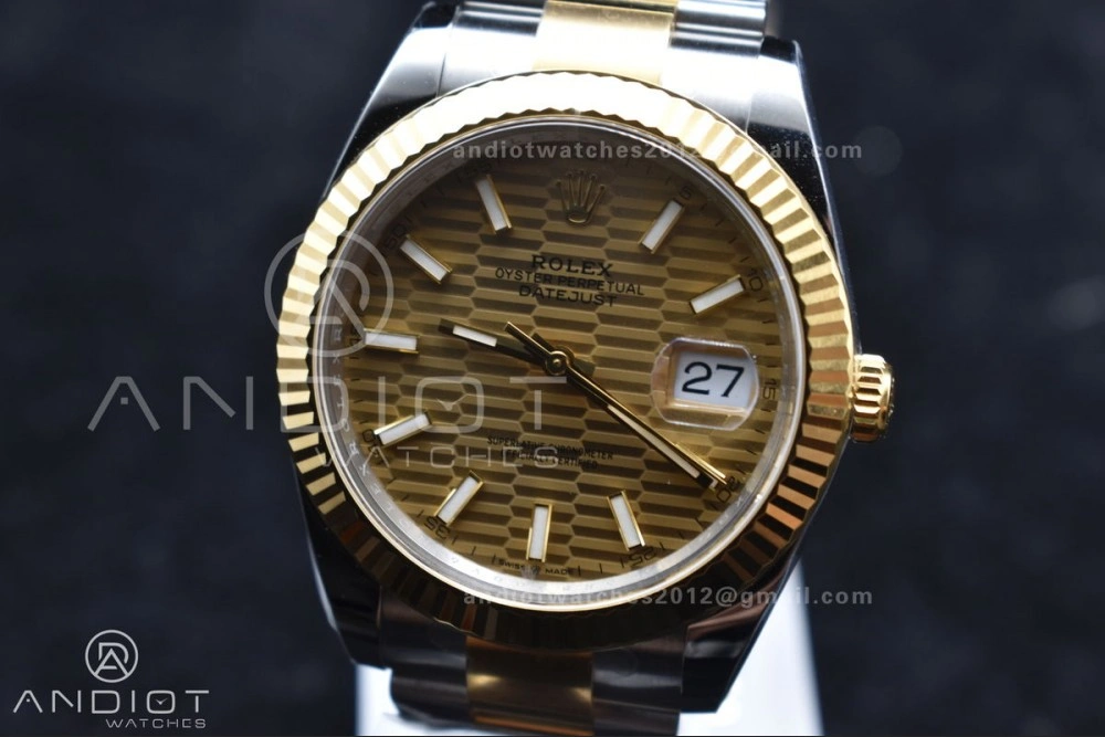 DateJust 41 126333 Clean 1:1 Best Edition 904L Steel YG Textured Dial on SS YG Oyster Bracelet VR3235
