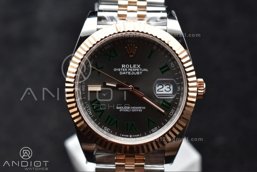 DateJust 41 126333 SS RG ARF 1:1 Best Edition 904L Steel Gray Green Roman Dial on SS RG Jubilee Bracelet SH3235 (Gain Weight)