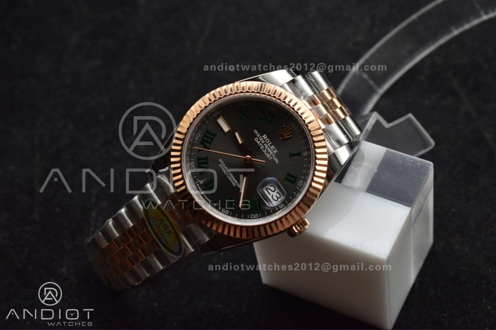 DateJust 41 126333 SS RG ARF 1:1 Best Edition 904L Steel Gray Green Roman Dial on SS RG Jubilee Bracelet SH3235 (Gain Weight)