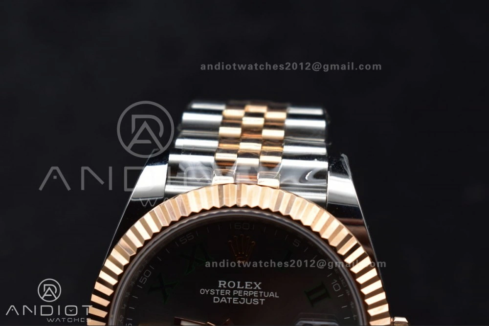 DateJust 41 126333 SS RG ARF 1:1 Best Edition 904L Steel Gray Green Roman Dial on SS RG Jubilee Bracelet SH3235 (Gain Weight)