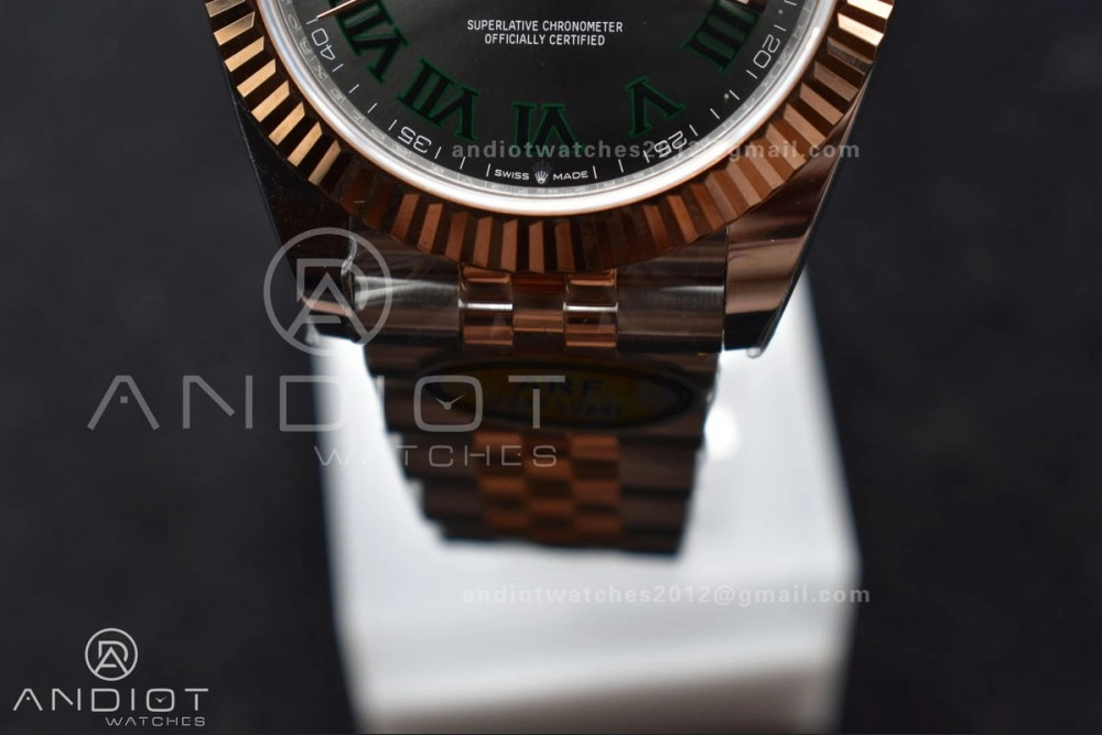DateJust 41 126333 SS RG ARF 1:1 Best Edition 904L Steel Gray Green Roman Dial on SS RG Jubilee Bracelet SH3235 (Gain Weight)
