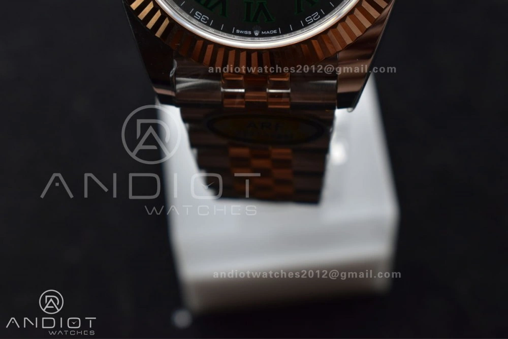 DateJust 41 126333 SS RG ARF 1:1 Best Edition 904L Steel Gray Green Roman Dial on SS RG Jubilee Bracelet SH3235 (Gain Weight)