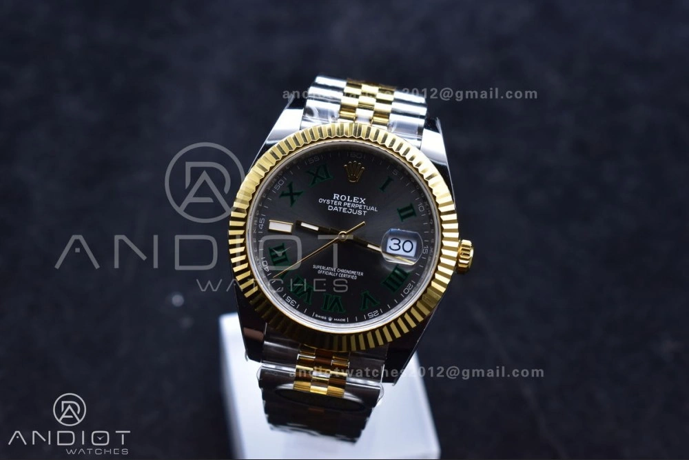 DateJust 41 126333 SS YG ARF 1:1 Best Edition 904L Steel Gray Green Roman Dial on SS YG Jubilee Bracelet SH3235 (Gain Weight)