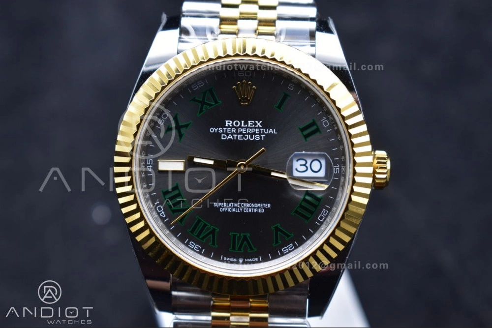 DateJust 41 126333 SS YG ARF 1:1 Best Edition 904L Steel Gray Green Roman Dial on SS YG Jubilee Bracelet SH3235 (Gain Weight)