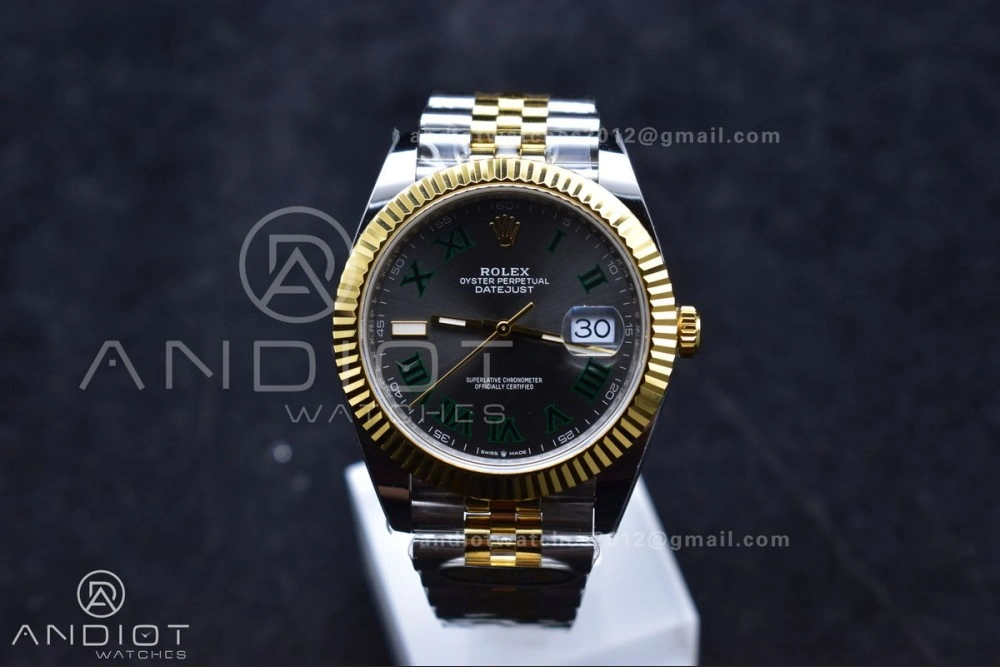 DateJust 41 126333 SS YG ARF 1:1 Best Edition 904L Steel Gray Green Roman Dial on SS YG Jubilee Bracelet SH3235 (Gain Weight)