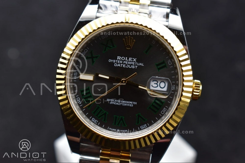 DateJust 41 126333 SS YG ARF 1:1 Best Edition 904L Steel Gray Green Roman Dial on SS YG Jubilee Bracelet SH3235 (Gain Weight)