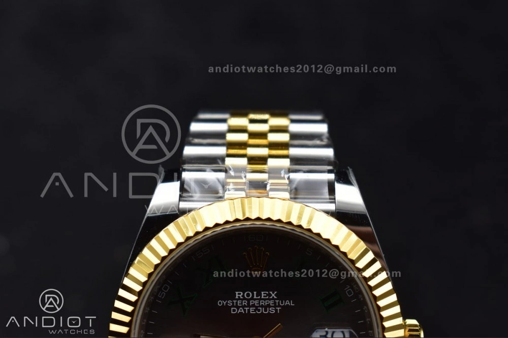 DateJust 41 126333 SS YG ARF 1:1 Best Edition 904L Steel Gray Green Roman Dial on SS YG Jubilee Bracelet SH3235 (Gain Weight)
