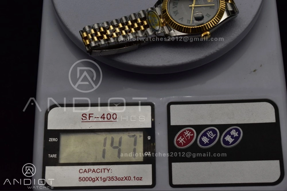 DateJust 41 126333 SS YG ARF 1:1 Best Edition 904L Steel Gray Green Roman Dial on SS YG Jubilee Bracelet SH3235 (Gain Weight)