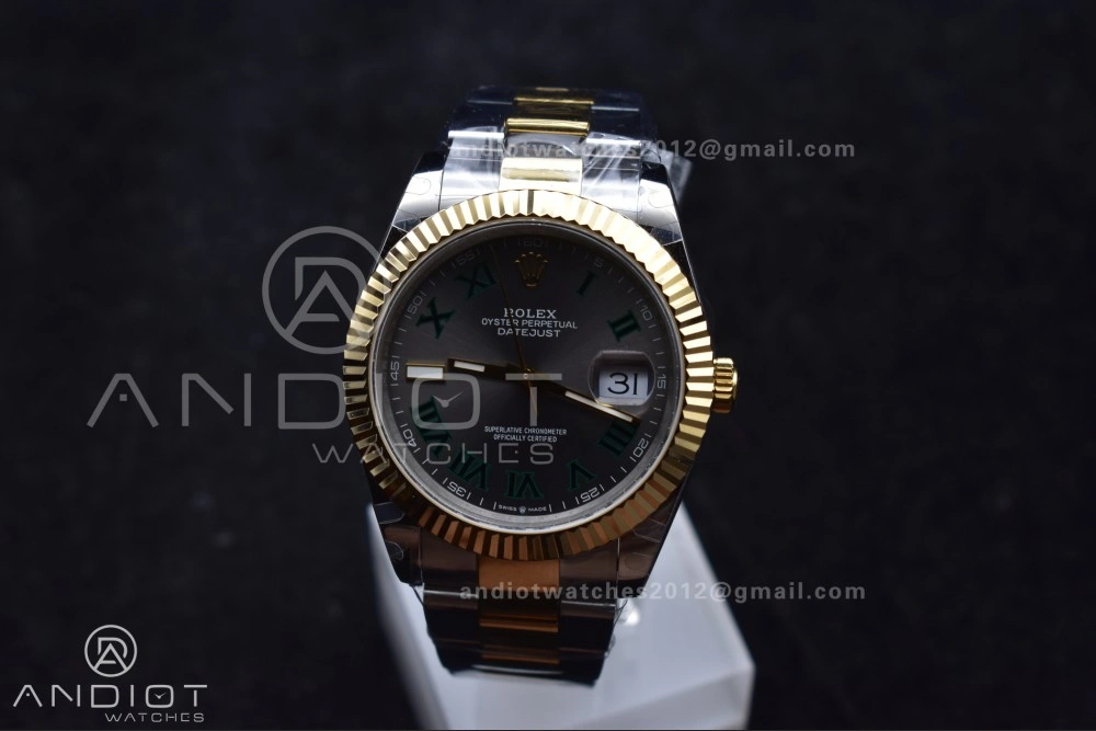 DateJust 41 126333 SS YG GMF 1:1 Best Edition 904L Steel Gray Green Roman Dial on SS YG Oyster Bracelet A2836