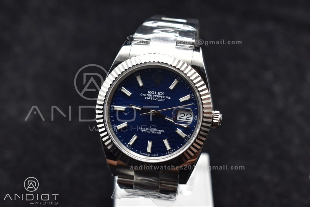DateJust 41 126334 Clean 1:1 Best Edition 904L Steel Blue Textured Dial On Oyster Bracelet VR3235