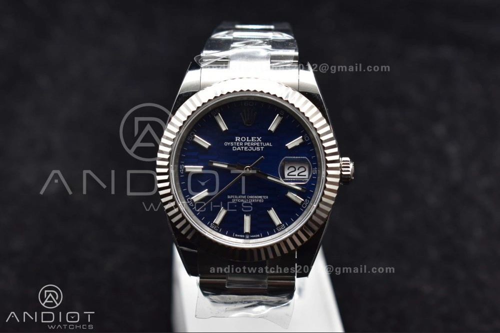 DateJust 41 126334 Clean 1:1 Best Edition 904L Steel Blue Textured Dial On Oyster Bracelet VR3235