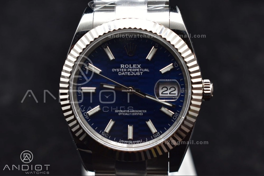 DateJust 41 126334 Clean 1:1 Best Edition 904L Steel Blue Textured Dial On Oyster Bracelet VR3235