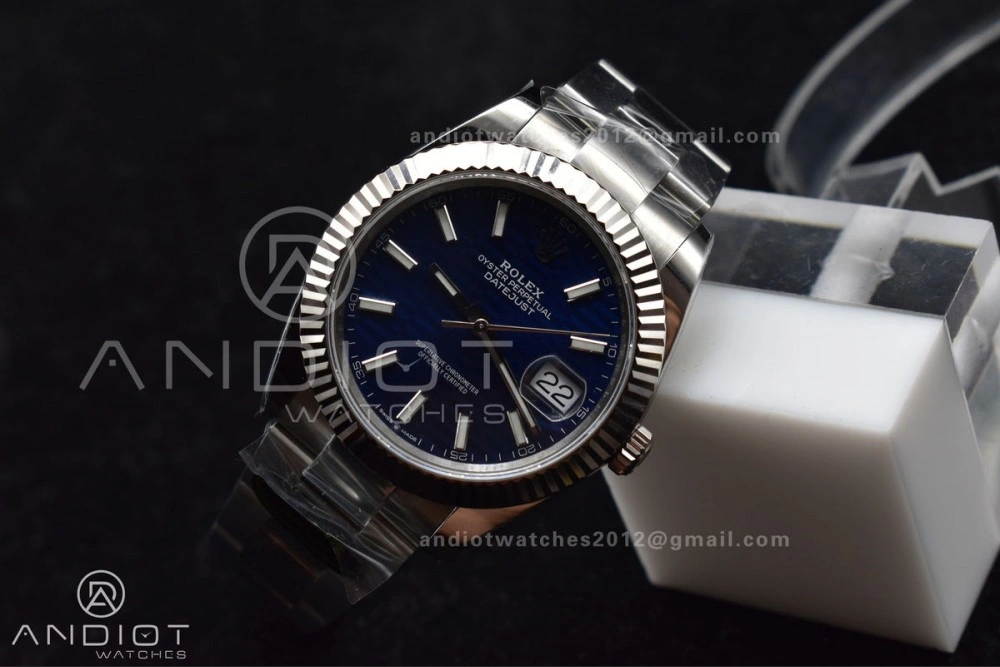 DateJust 41 126334 Clean 1:1 Best Edition 904L Steel Blue Textured Dial On Oyster Bracelet VR3235