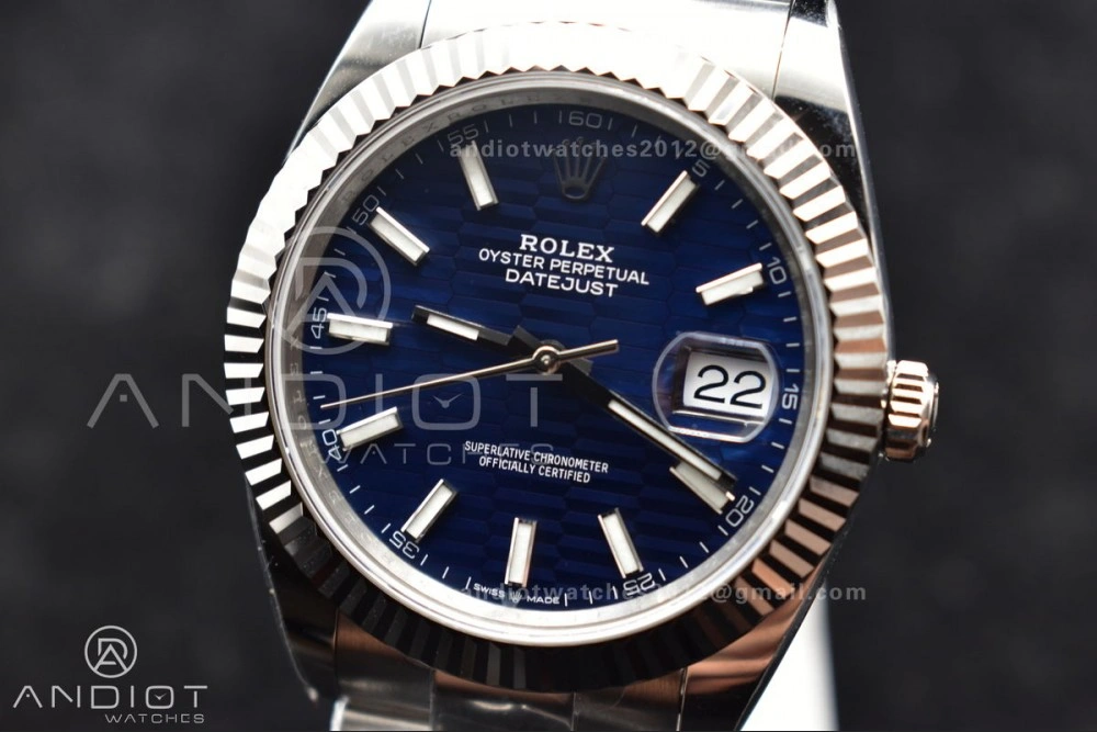 DateJust 41 126334 Clean 1:1 Best Edition 904L Steel Blue Textured Dial On Oyster Bracelet VR3235
