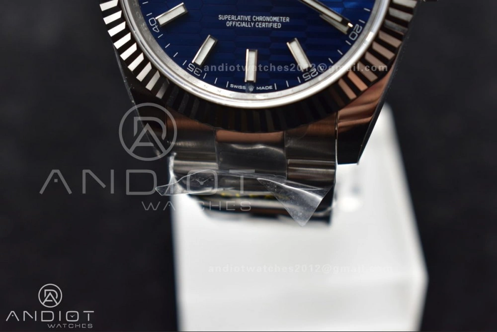 DateJust 41 126334 Clean 1:1 Best Edition 904L Steel Blue Textured Dial On Oyster Bracelet VR3235