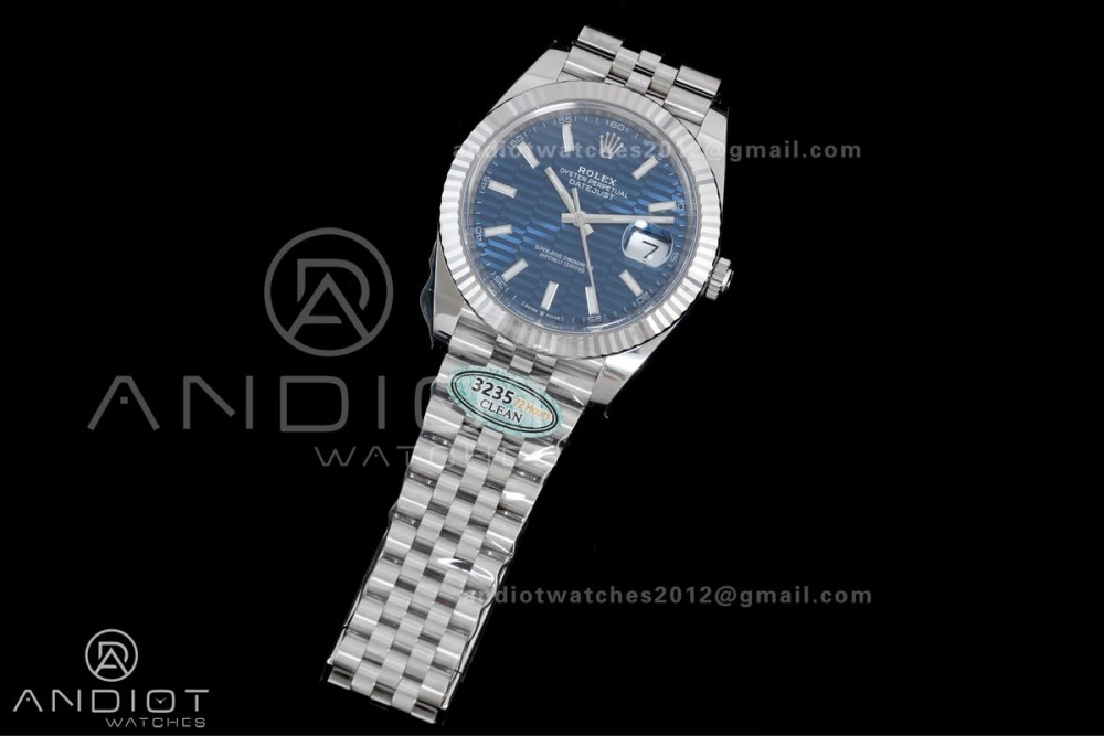 DateJust 41 126334 Clean 1:1 Best Edition 904L Steel Blue Textured Dial on Jubilee Bracelet SH3235