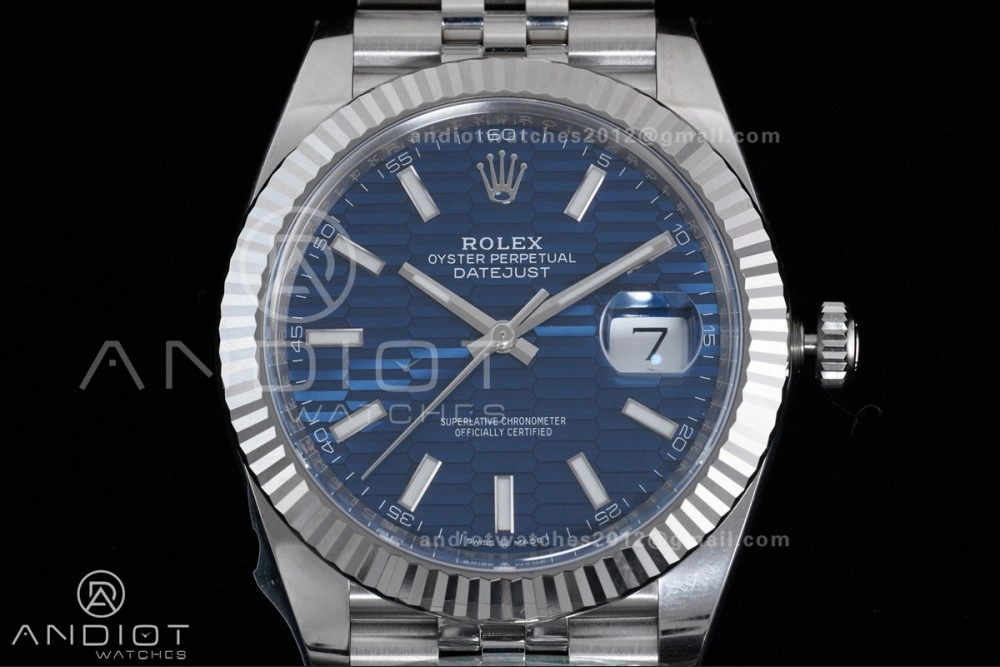 DateJust 41 126334 Clean 1:1 Best Edition 904L Steel Blue Textured Dial on Jubilee Bracelet SH3235