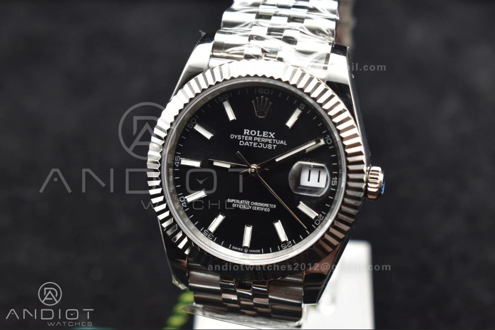 DateJust 41 126334 DIWF 1:1 Best Edition 904L Steel Black Stick Dial on Jubilee Bracelet SA3235