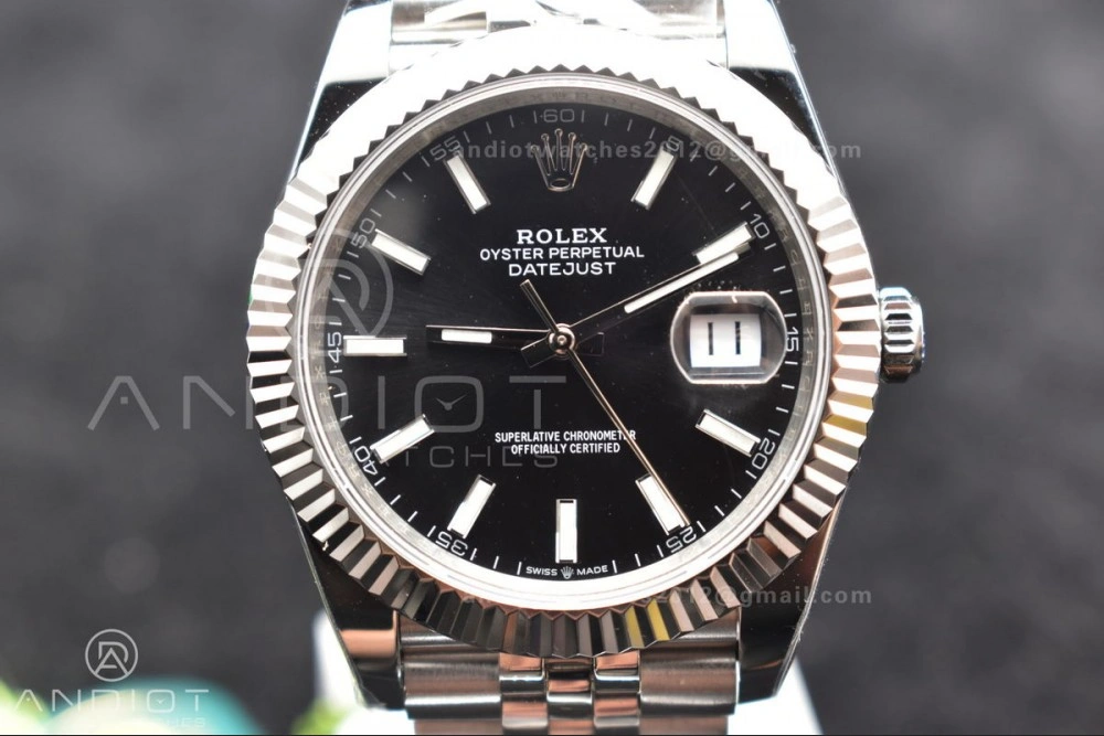 DateJust 41 126334 DIWF 1:1 Best Edition 904L Steel Black Stick Dial on Jubilee Bracelet SA3235