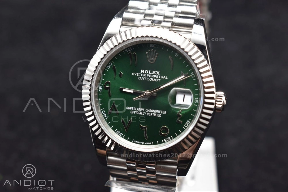 DateJust 41 126334 DIWF 1:1 Best Edition 904L Steel Green Dial Arabic Marker on Jubilee Bracelet SA3235