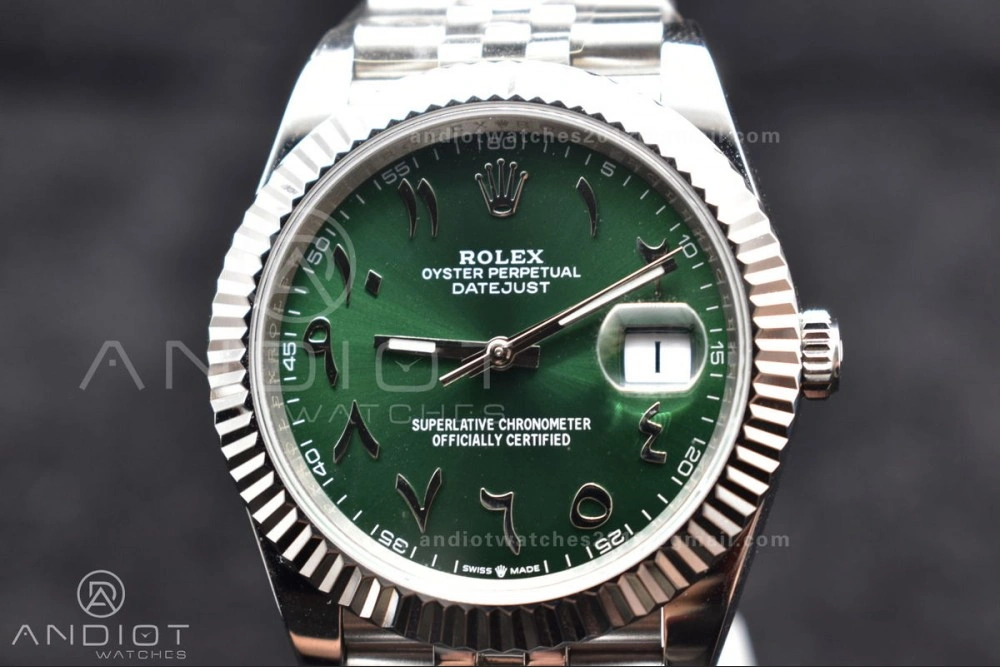 DateJust 41 126334 DIWF 1:1 Best Edition 904L Steel Green Dial Arabic Marker on Jubilee Bracelet SA3235