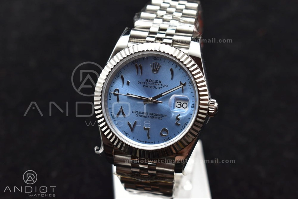 DateJust 41 126334 DIWF 1:1 Best Edition 904L Steel Ice Blue Dial Arabic Marker on Jubilee Bracelet SA3235