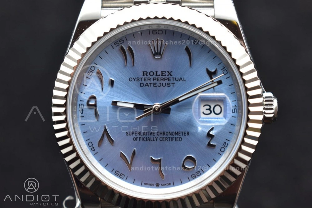 DateJust 41 126334 DIWF 1:1 Best Edition 904L Steel Ice Blue Dial Arabic Marker on Jubilee Bracelet SA3235