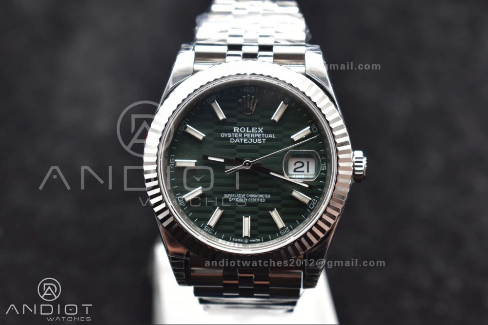 DateJust 41 126334 Fluted Bezel VSF 1:1 Best Edition 904L Steel Green Textured Dial on Jubilee Bracelet VS3235