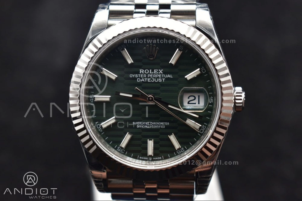 DateJust 41 126334 Fluted Bezel VSF 1:1 Best Edition 904L Steel Green Textured Dial on Jubilee Bracelet VS3235