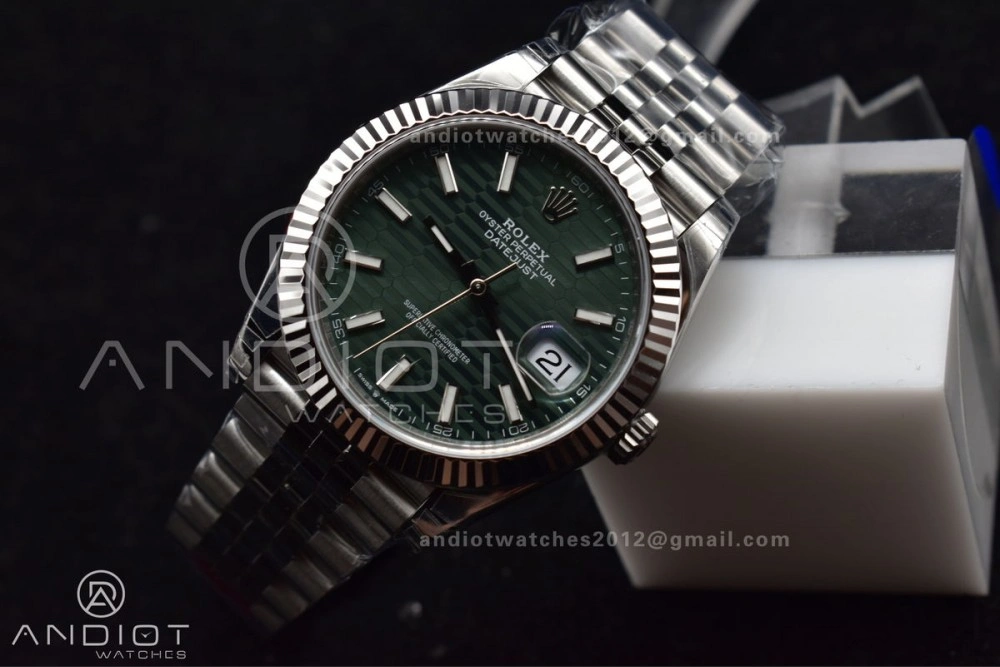 DateJust 41 126334 Fluted Bezel VSF 1:1 Best Edition 904L Steel Green Textured Dial on Jubilee Bracelet VS3235