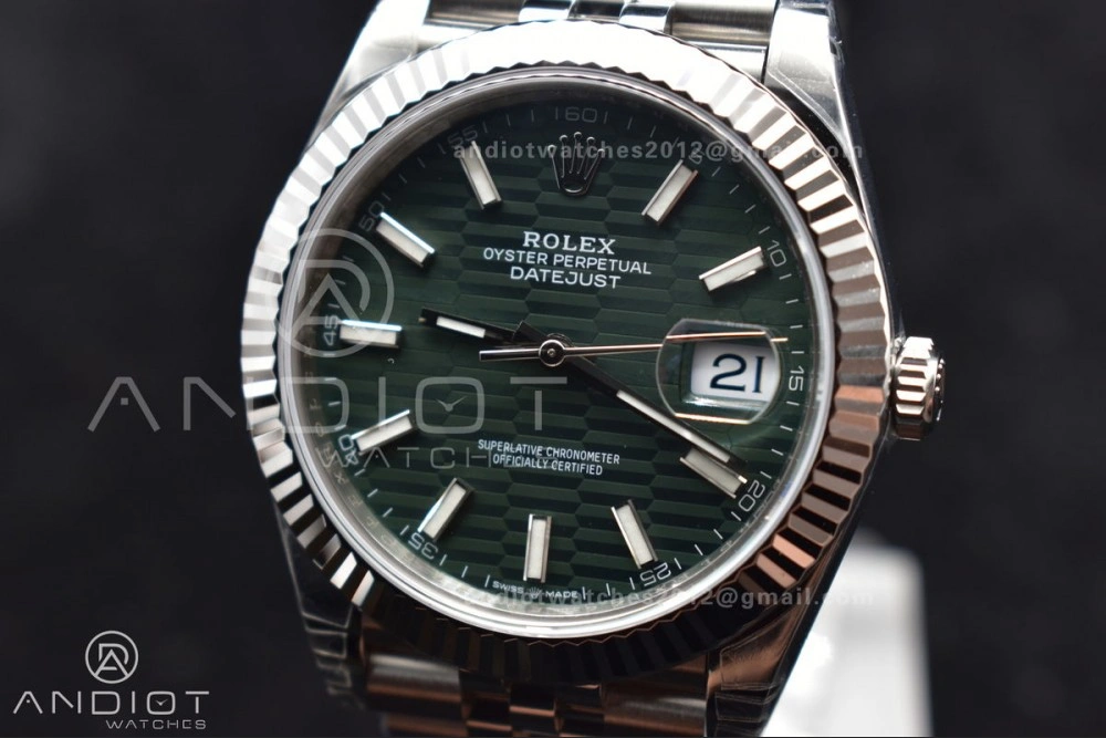 DateJust 41 126334 Fluted Bezel VSF 1:1 Best Edition 904L Steel Green Textured Dial on Jubilee Bracelet VS3235