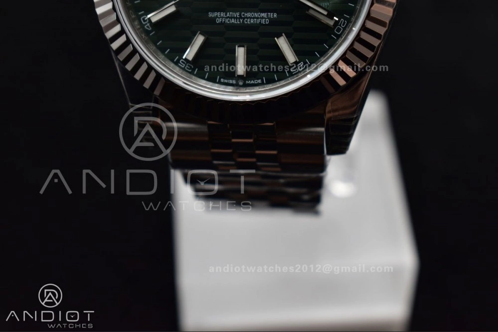 DateJust 41 126334 Fluted Bezel VSF 1:1 Best Edition 904L Steel Green Textured Dial on Jubilee Bracelet VS3235