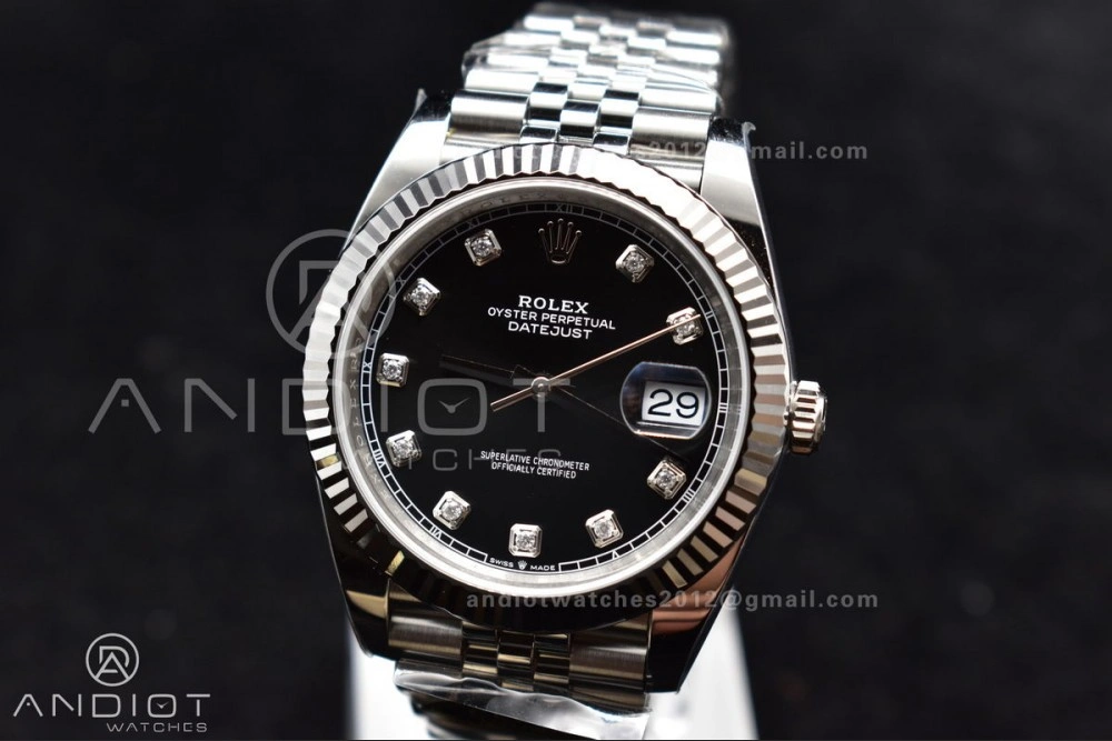 DateJust 41 SS 126334 Clean 1:1 Best Edition 904L Steel Black Diamonds Dial on Jubilee Bracelet VR3235
