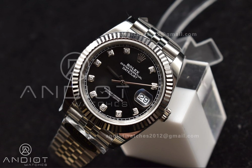 DateJust 41 SS 126334 Clean 1:1 Best Edition 904L Steel Black Diamonds Dial on Jubilee Bracelet VR3235