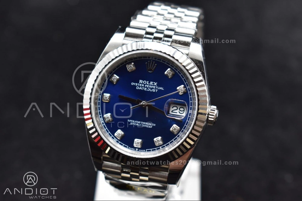 DateJust 41 SS 126334 Clean 1:1 Best Edition 904L Steel Blue Diamonds Dial On Jubilee Bracelet VR3235