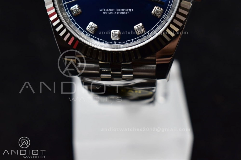 DateJust 41 SS 126334 Clean 1:1 Best Edition 904L Steel Blue Diamonds Dial On Jubilee Bracelet VR3235