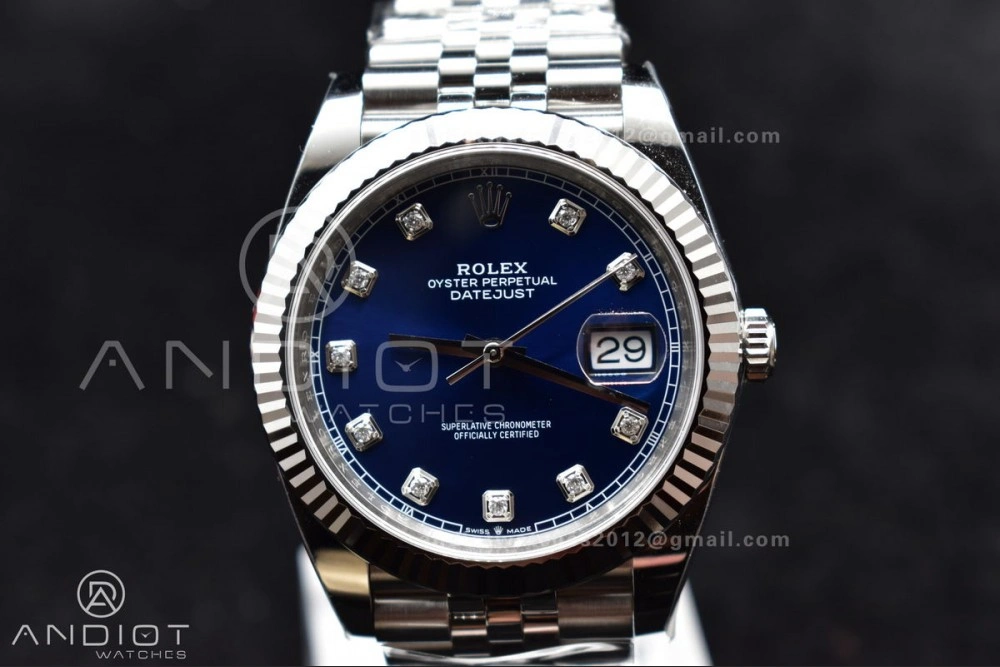 DateJust 41 SS 126334 Clean 1:1 Best Edition 904L Steel Blue Diamonds Dial On Jubilee Bracelet VR3235