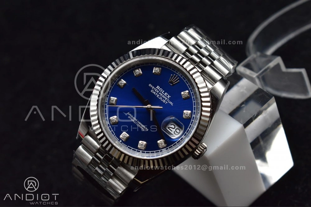 DateJust 41 SS 126334 Clean 1:1 Best Edition 904L Steel Blue Diamonds Dial On Jubilee Bracelet VR3235