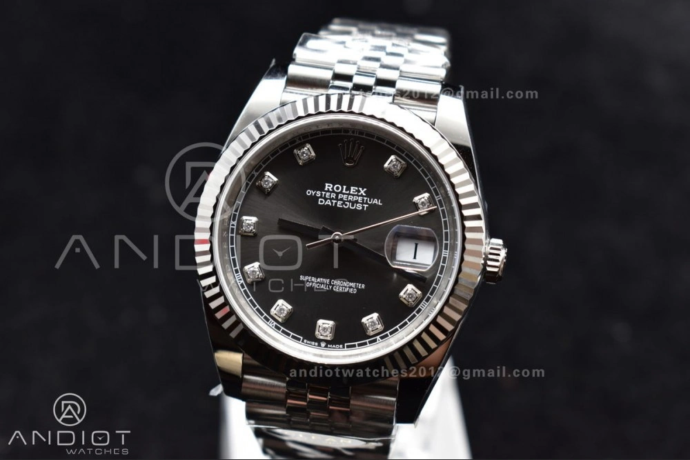 DateJust 41 SS 126334 Clean 1:1 Best Edition 904L Steel Grey Diamonds Dial On Jubilee Bracelet VR3235