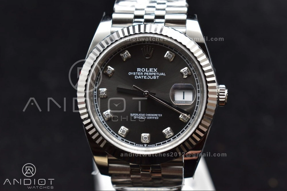 DateJust 41 SS 126334 Clean 1:1 Best Edition 904L Steel Grey Diamonds Dial On Jubilee Bracelet VR3235