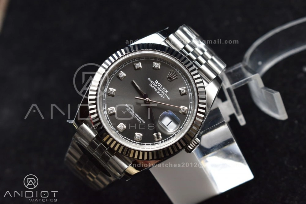 DateJust 41 SS 126334 Clean 1:1 Best Edition 904L Steel Grey Diamonds Dial On Jubilee Bracelet VR3235