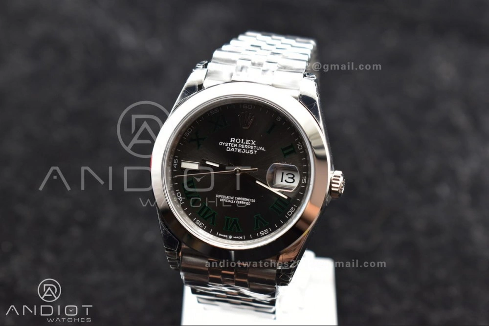 DateJust 41 SS 126334 VSF 1:1 Best Edition 904L Steel Gray Dial Green Roman on Jubilee Bracelet VS3235