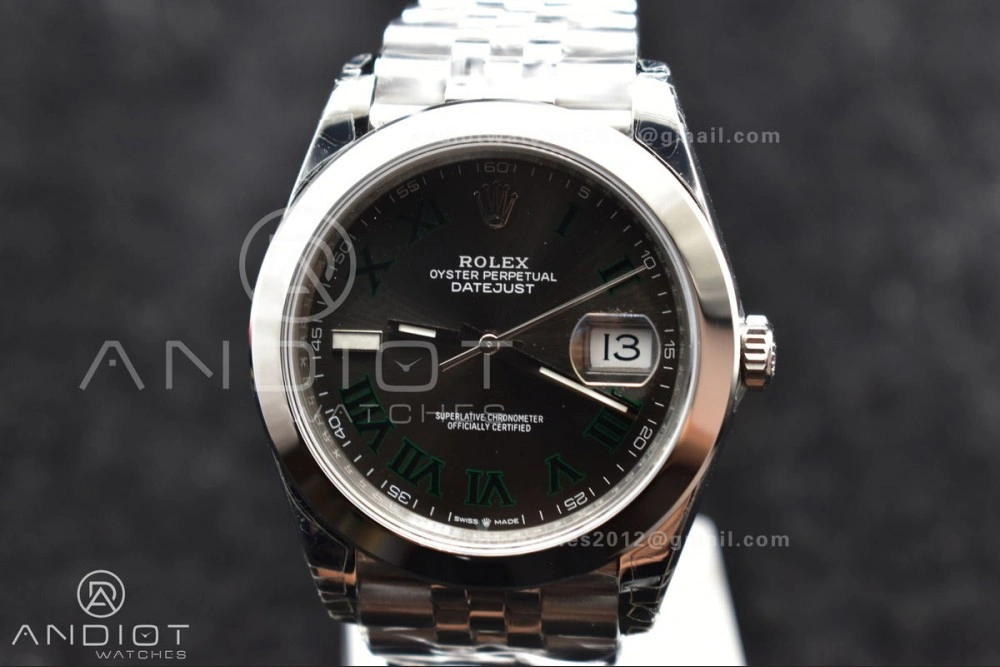 DateJust 41 SS 126334 VSF 1:1 Best Edition 904L Steel Gray Dial Green Roman on Jubilee Bracelet VS3235