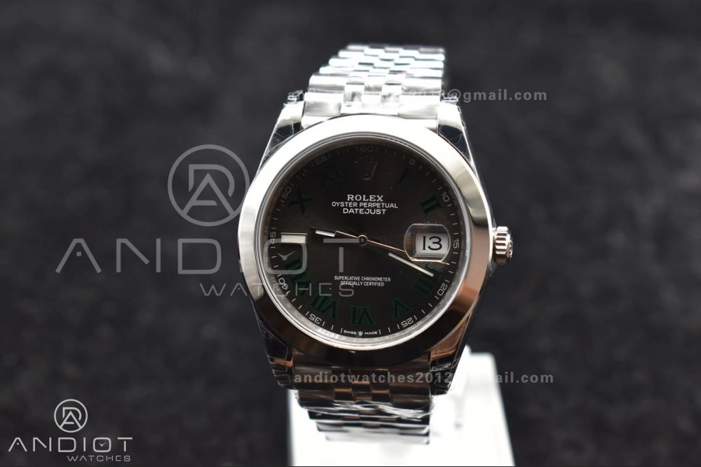 DateJust 41 SS 126334 VSF 1:1 Best Edition 904L Steel Gray Dial Green Roman on Jubilee Bracelet VS3235